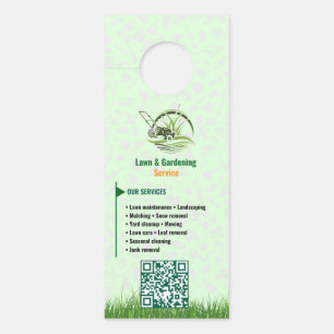Professional White and Green Lawn Care Door Hanger