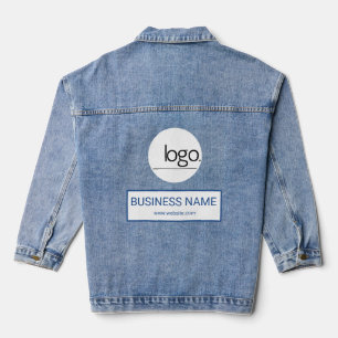 PROFESSIONAL WHITE BLUE LOGO BUSINESS NAME COMPANY DENIM JACKET