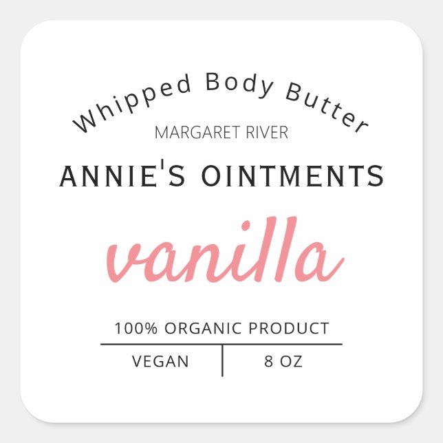 Professional White Body Butter Product Labels (Front)