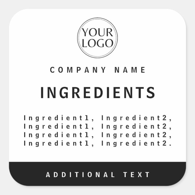 Professional White Company Logo Ingredients Label (Front)