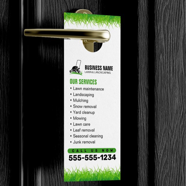 Professional White Green Lawn Care & Landscaping Door Hanger (Creator Uploaded)