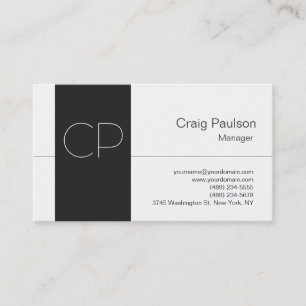 Professional White Grey Monogram Business Card