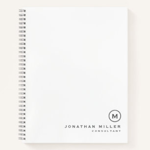 Professional White Grey Monogram Notebook