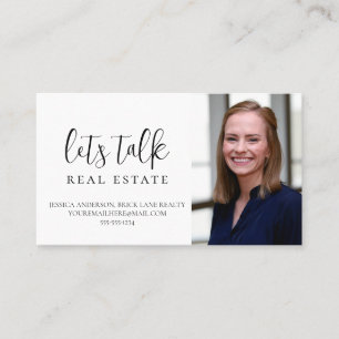Professional White Let's Talk Real Estate Business Card