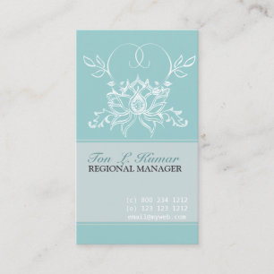 Professional White Lotus Pale Teal  Purity Floral Business Card