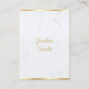 Professional White Marble Gold Handwritten Script Business Card