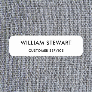 Professional White Minimal Employee Staff Name Tag