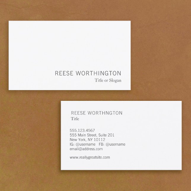 Professional  White Modern  Business Card (simple white business card)