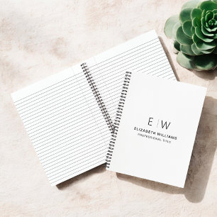 Professional White Monogram Business Initial Notebook