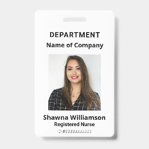 Professional White Photo Bar Code ID Badge