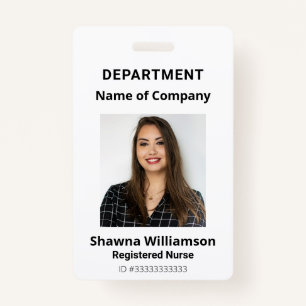 Professional White Photo Bar Code ID Badge