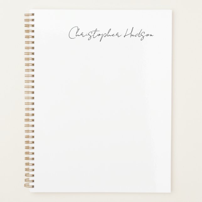 Professional White Plain Creative Chic Calligraphy Planner (Front)