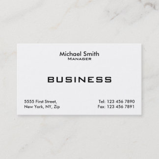 Professional White Plain Elegant Modern Simple Business Card