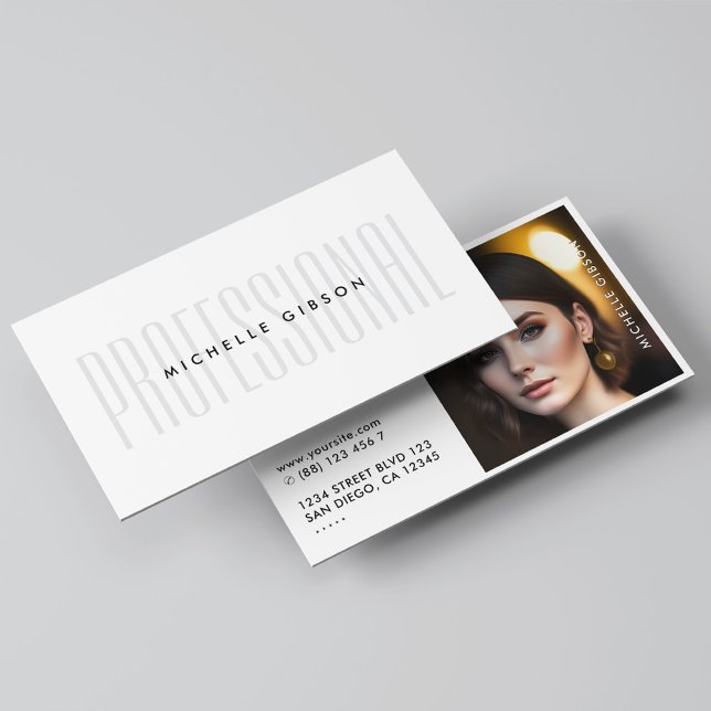 Professional White Simple Photo Minimal Business Card (Professional White Simple Photo Minimal Business Card
)