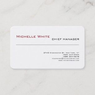 Professional White Simple Plain Modern Minimalist Business Card