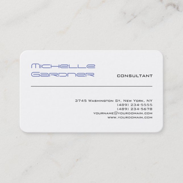 Professional White Trendy Plain Creative Modern Business Card (Front)