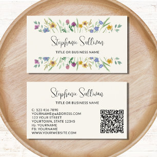 Professional Wildflower QR Code Business Card