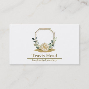 Professional Wildflower Watercolor Crest Monogram Business Card