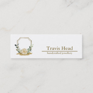 Professional Wildflower Watercolor Crest Monogram Mini Business Card