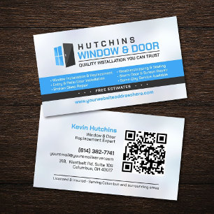 Professional Window & Door Installation Repair Business Card