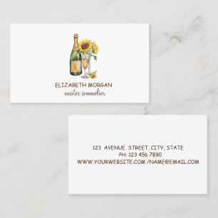 Professional Wine Glass,Bottle,Sunflowers Business Card