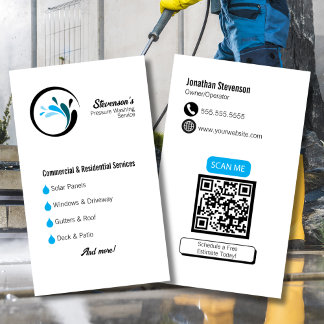Professional with QR Code Custom Pressure Washing  Business Card