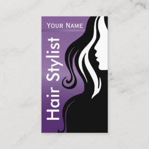 Professional Woman Salon Hair Stylist Purple Business Card
