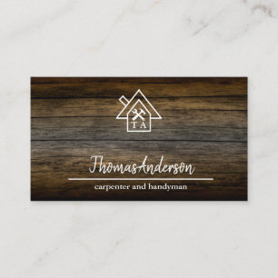 Professional Wood Construction Handyman Carpenter Business Card