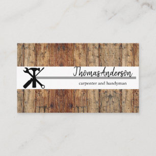 Professional Wood Grain Rustic Carpentry Business Card