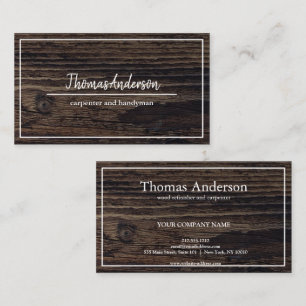 Professional Wood Grain Rustic Carpentry Business Card