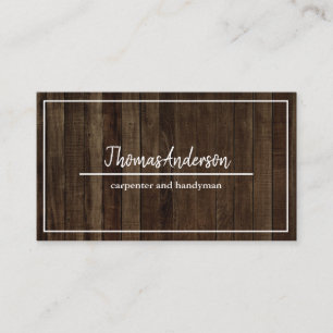 Professional Wood Grain Rustic Carpentry Business Card
