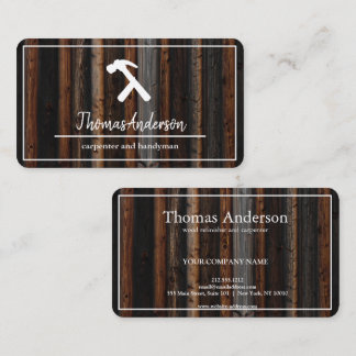 Professional Wood Grain Rustic Carpentry Business Card