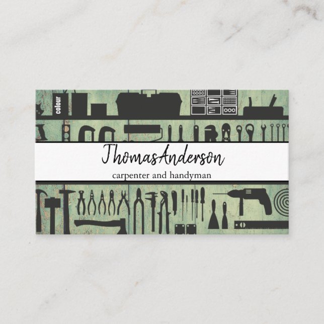 Professional Wood Grain Rustic Carpentry Business Card (Front)