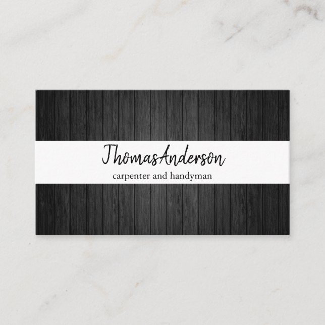 Professional Wood Grain Rustic Carpentry Business Card (Front)