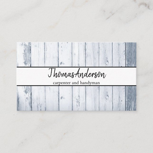 Professional Wood Grain Rustic Carpentry Business Card (Front)
