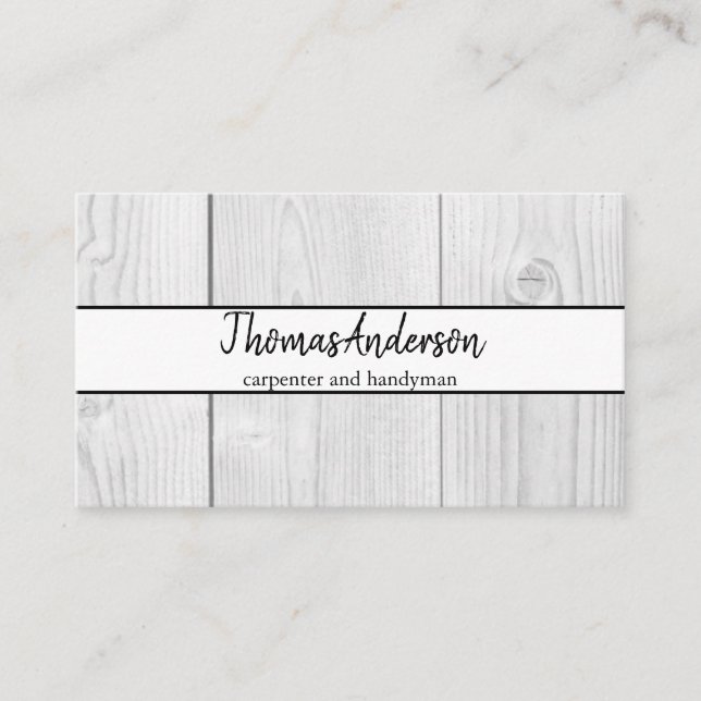 Professional Wood Grain Rustic Carpentry Business Card (Front)