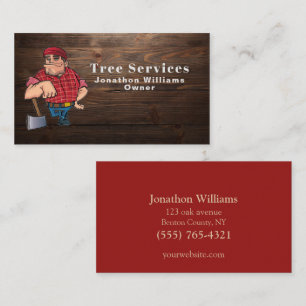 Professional Wood Tree Trim Service Cartoon Logger Business Card