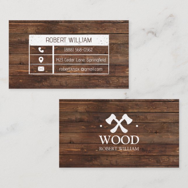Professional Woodworker | Dark Wood Carpenter Cust Enclosure Card (Front/Back)
