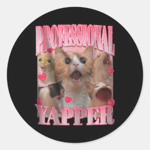 Professional Yapper Cat Funny Meme  Classic Round Sticker