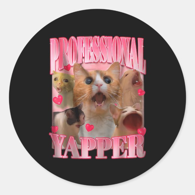 Professional Yapper Cat Funny Oddly Specific Dank  Classic Round Sticker (Front)