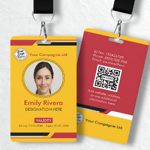 Professional Yellow Black Red Employee Access Card ID Badge