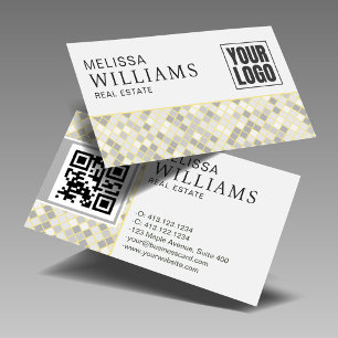 Professional Yellow & Grey QR Code Logo Business Card
