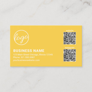Professional Yellow Logo QR Code Modern Business Card