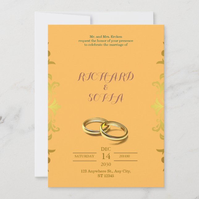 Professional Yellow & Orange Wedding Invitation (Front)
