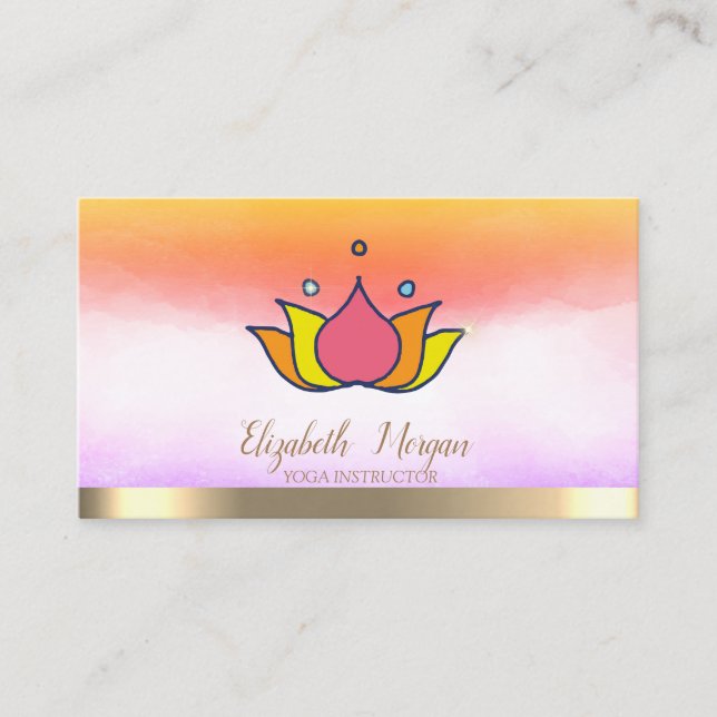 Professional Yoga Instructor Lotus  Business Card (Front)