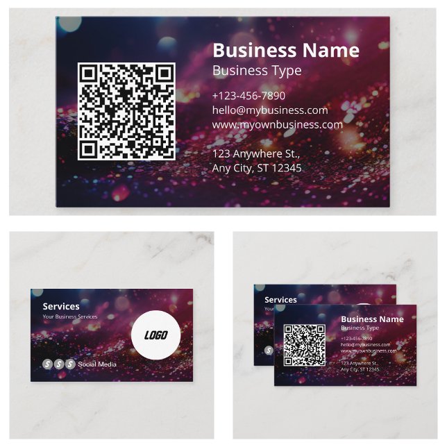 Professional Your Logo Here Scannable QR Code Business Card (Professional Your Logo Here Scannable QR Code Business Cards)