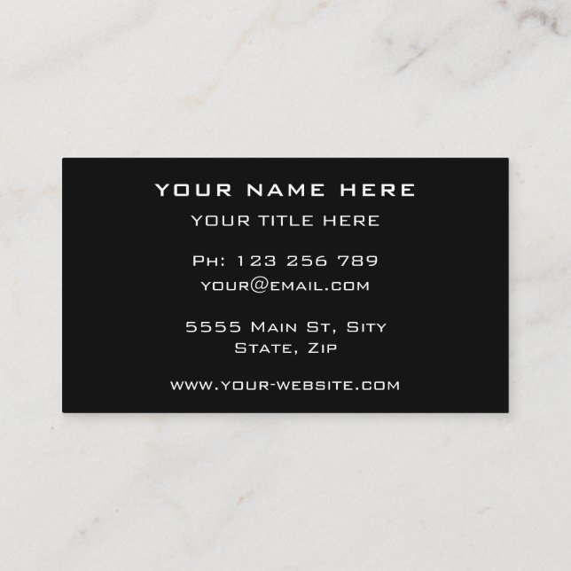 Professional Your Own Design Black Business Card (Back)