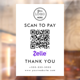 Professional Zelle QR Code Scan to Pay Logo White