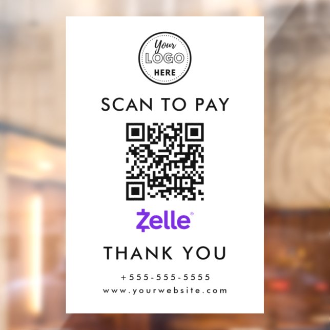 Professional Zelle QR Code Scan to Pay Logo White (Sheet 2)