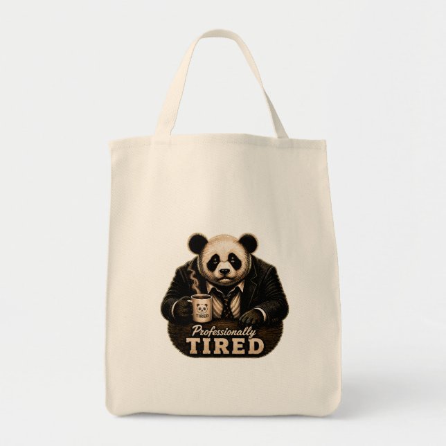 Professionally Tired Panda Coffee Lover Tote Bag (Front)